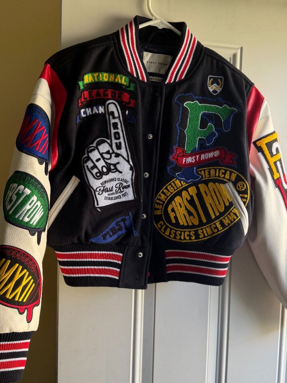 🏁 FIRST ROW "National League" Multi-Patch Varsity Jacket | Medium